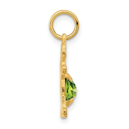14k Yellow Gold Girl 6x4 Oval Genuine Peridot-August