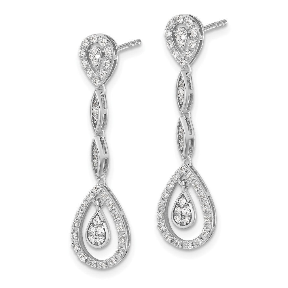 14k White Gold Teardrop Diamond Dangle Earrings