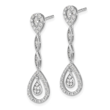 14k White Gold Teardrop Diamond Dangle Earrings