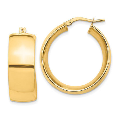14k Yellow Gold High Polished Small 10mm Hoop Earrings