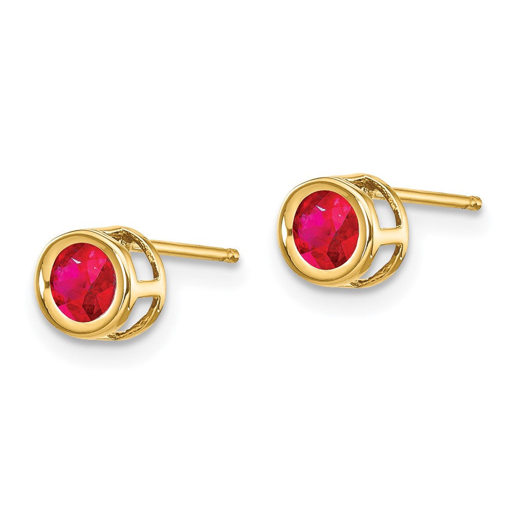 14k Yellow Gold Ruby Stud Earrings - July