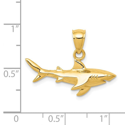 14k Yellow Gold Shark Pendant