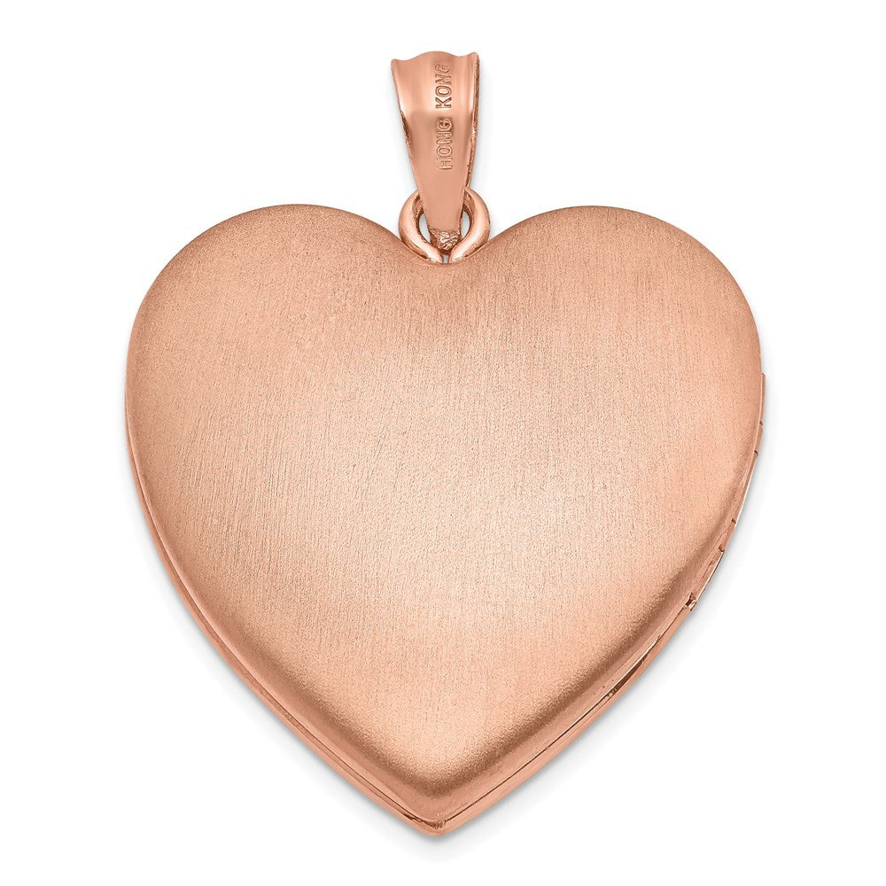 Sterling Silver Rose Gold-plated 24mm Scrolled Heart Family Locket Pendant