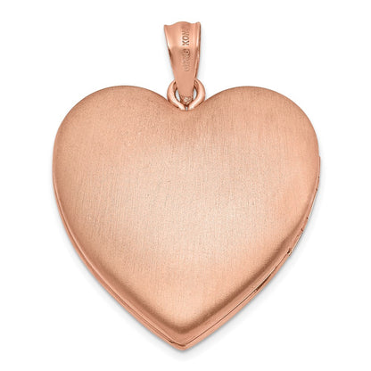 Sterling Silver Rose Gold-plated 24mm Scrolled Heart Family Locket Pendant