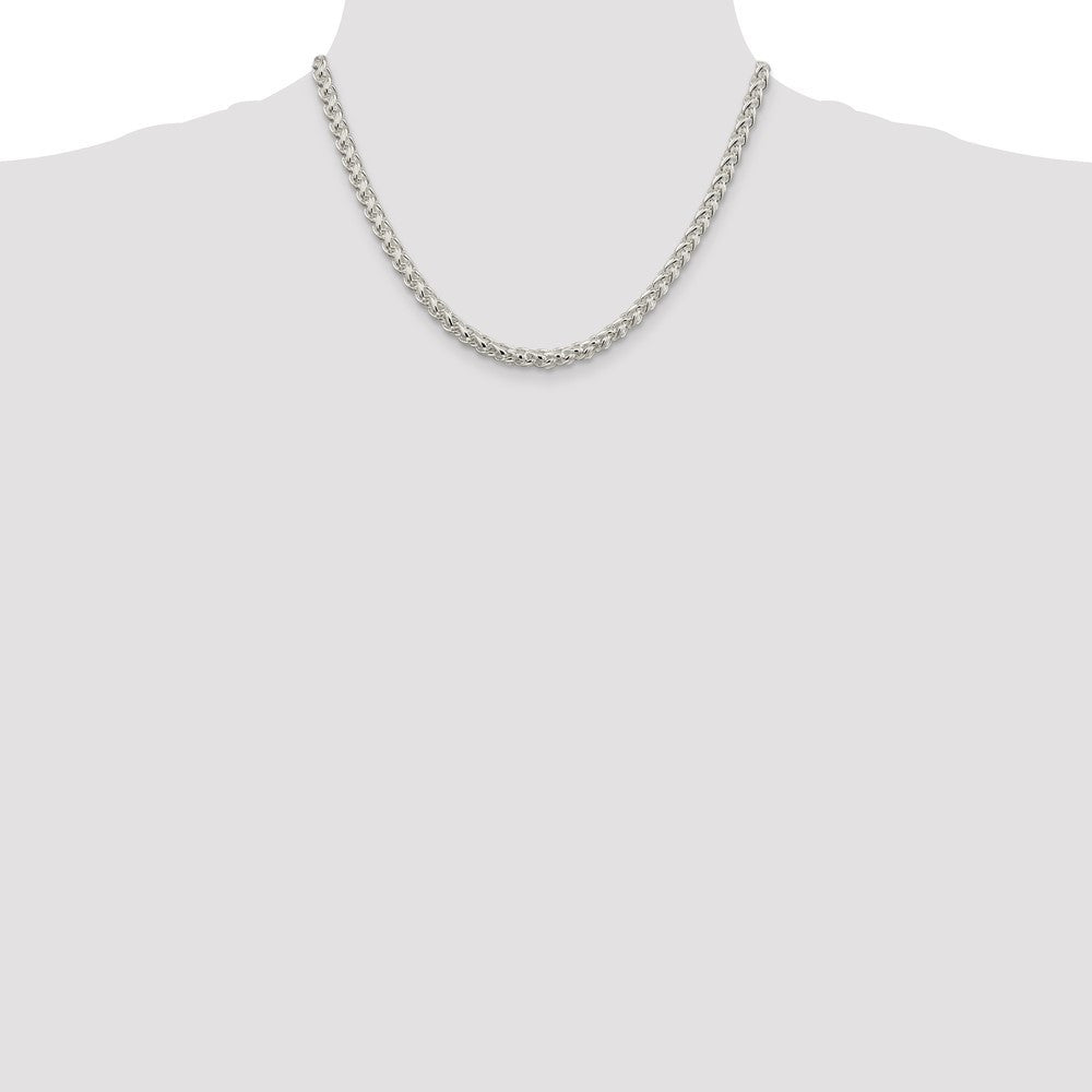 Sterling Silver 5mm Round Spiga Chain Necklace 18"