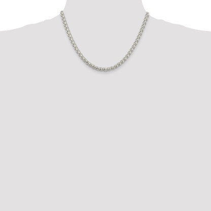 Sterling Silver 5mm Round Spiga Chain Necklace 18"