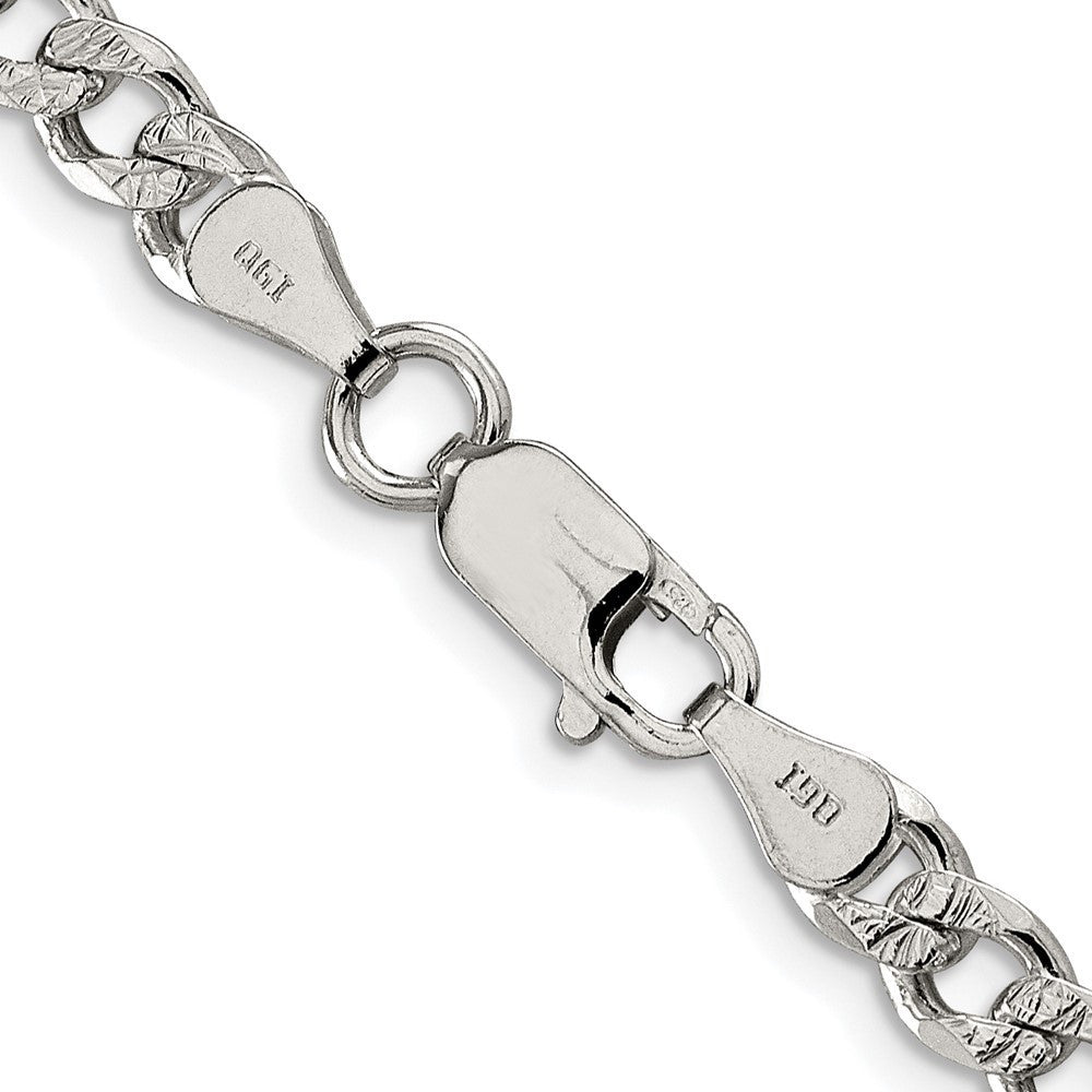 Sterling Silver Rhodium-plated 5.5mm Pav� Curb Chain Necklace 20"