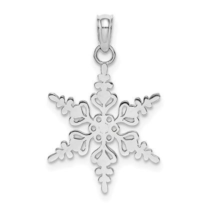 14k White Gold Polished Snowflake Charm Pendant