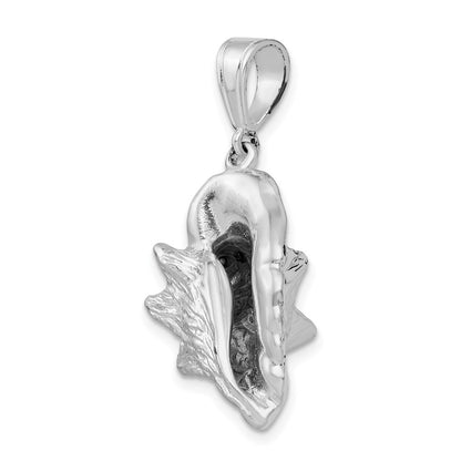 Sterling Silver Rhodium-Plated Polished 3D Conch Shell Pendant