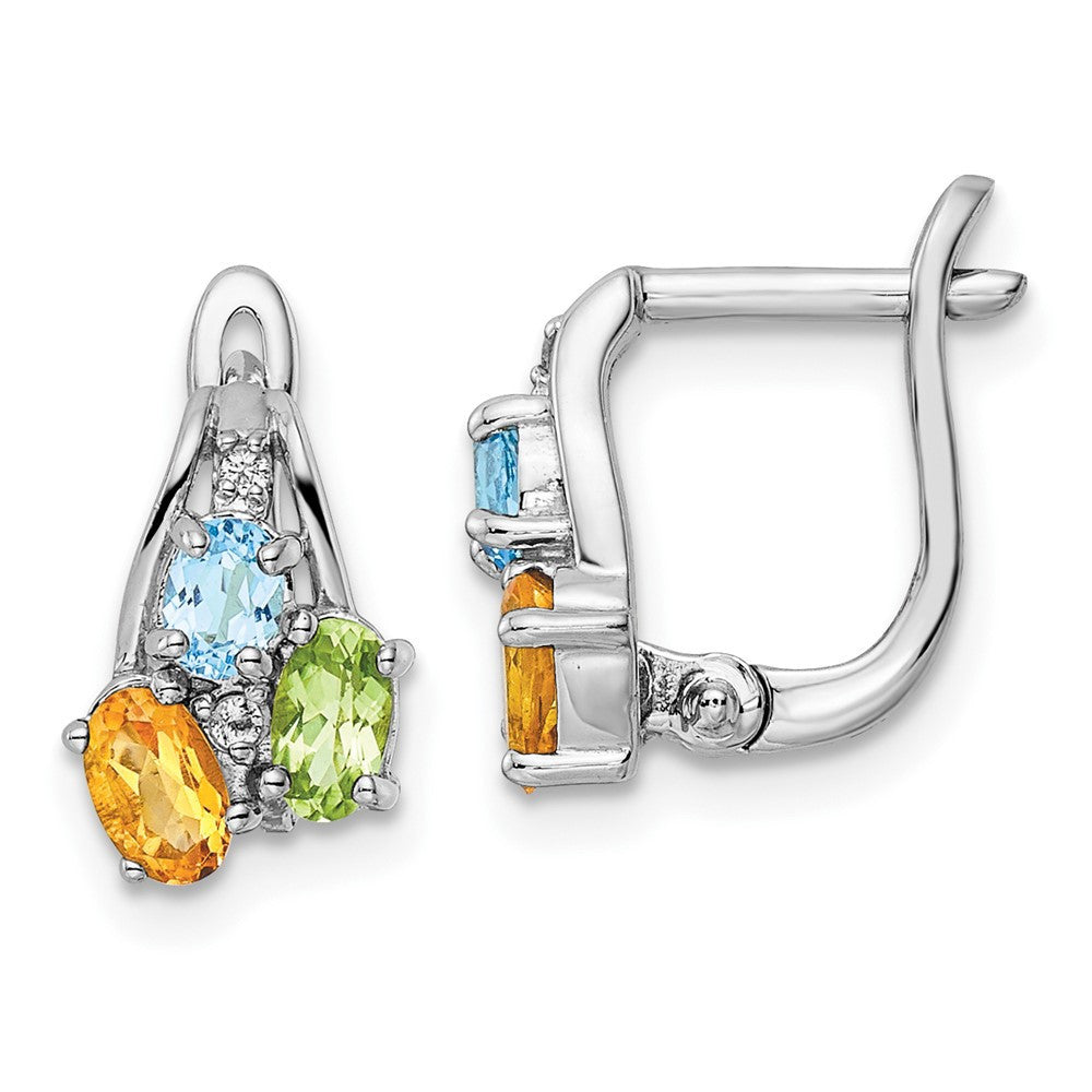 Sterling Silver RH-plated 1.50t.w. PE/CI/LSBT/WT Hinged Dangle Earrings