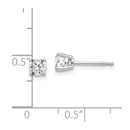 14k White Gold 4mm Cubic Zirconia Stud Earrings