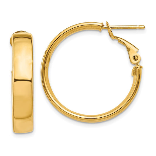14k Yellow Gold 5mm Omega Back Hoop Earrings