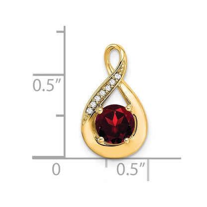 14k Yellow Gold Garnet and Diamond Pendant