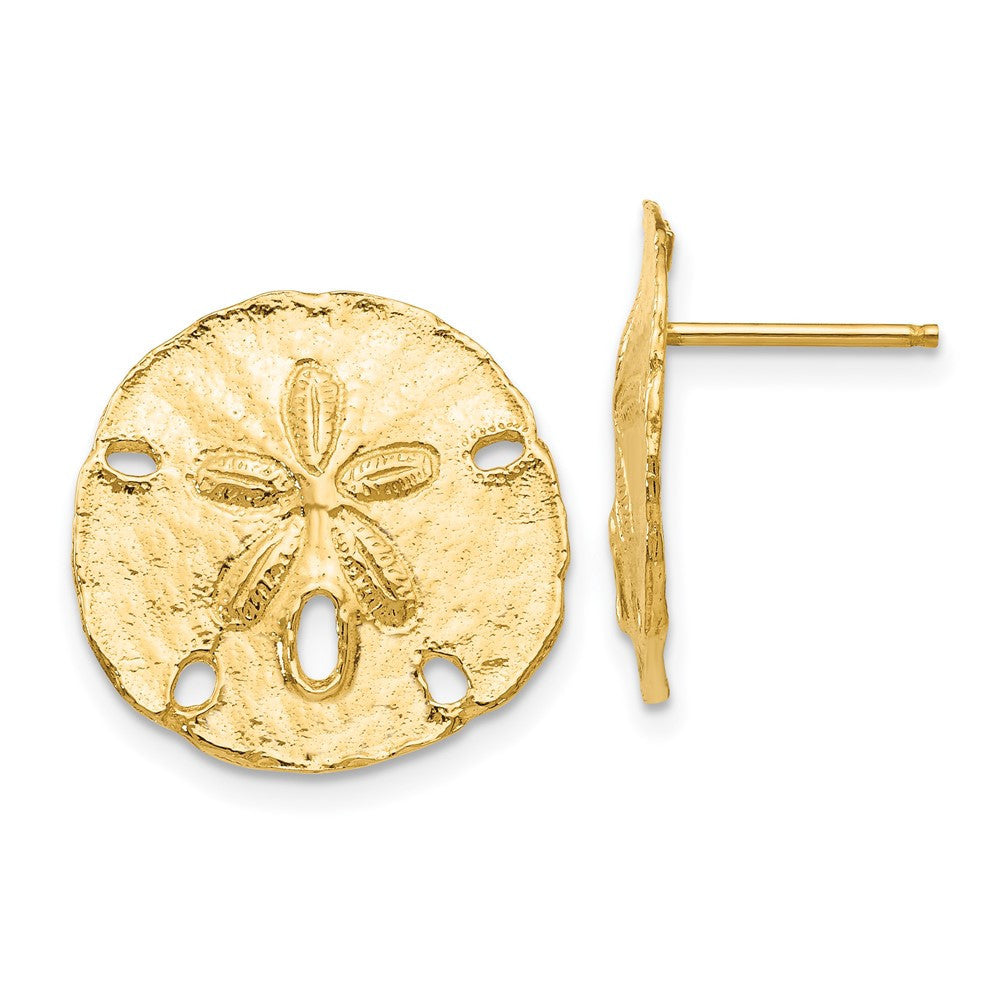 14k Yellow Gold Large Sanddollar Stud Earrings