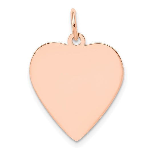 14k Rose Gold Plain .013 Gauge Engraveable Heart Disc Charm Pendant