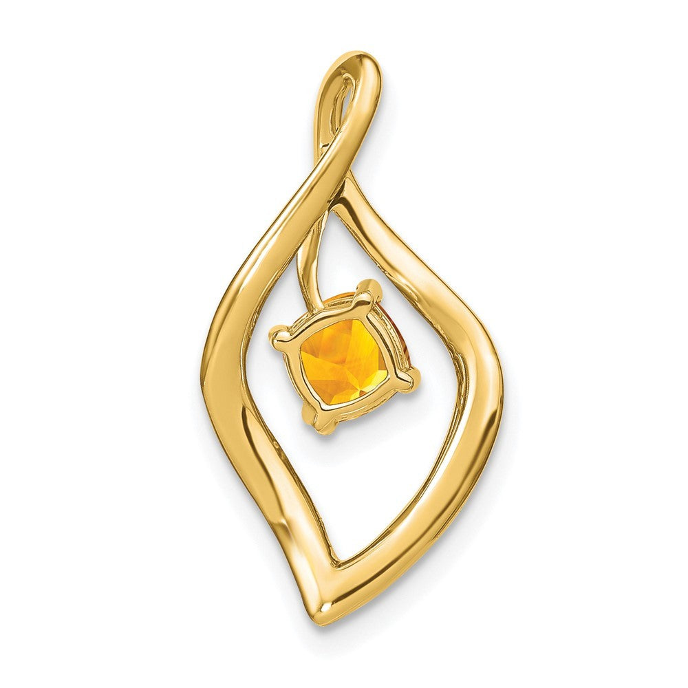14k Yellow Gold Citrine and Diamond Pendant