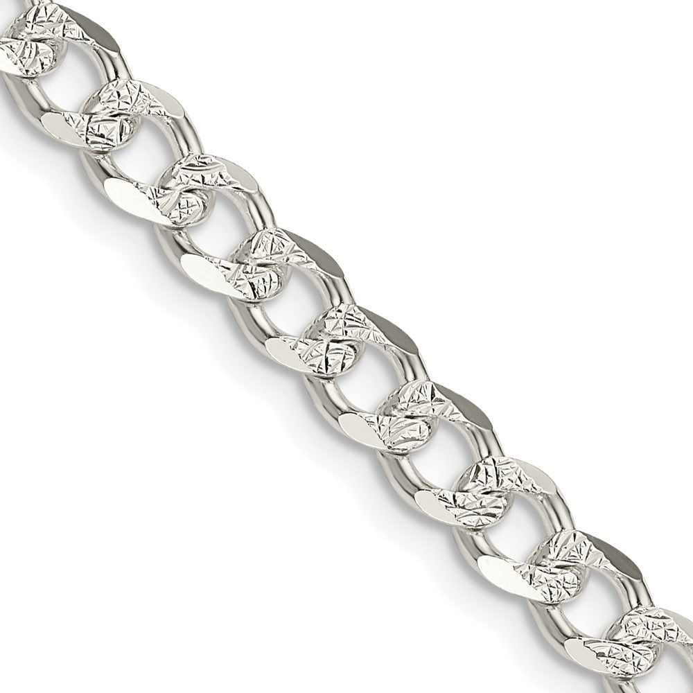 Sterling Silver 5.5mm Pav� Curb Chain Necklace 24"
