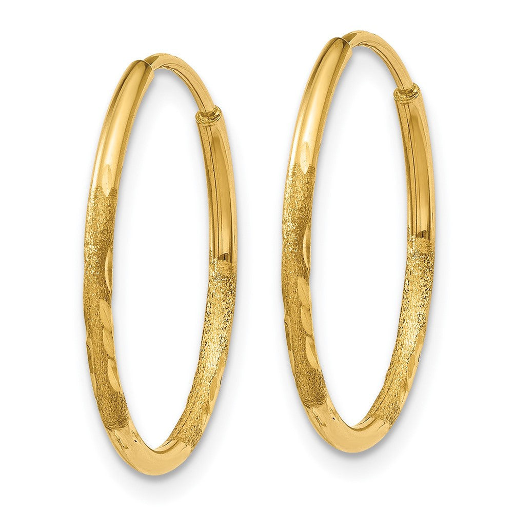 14k Yellow Gold 1.25mm Diamond-cut Endless Hoop Earring