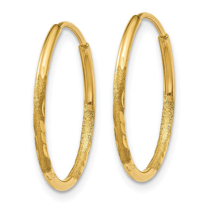 14k Yellow Gold 1.25mm Diamond-cut Endless Hoop Earring