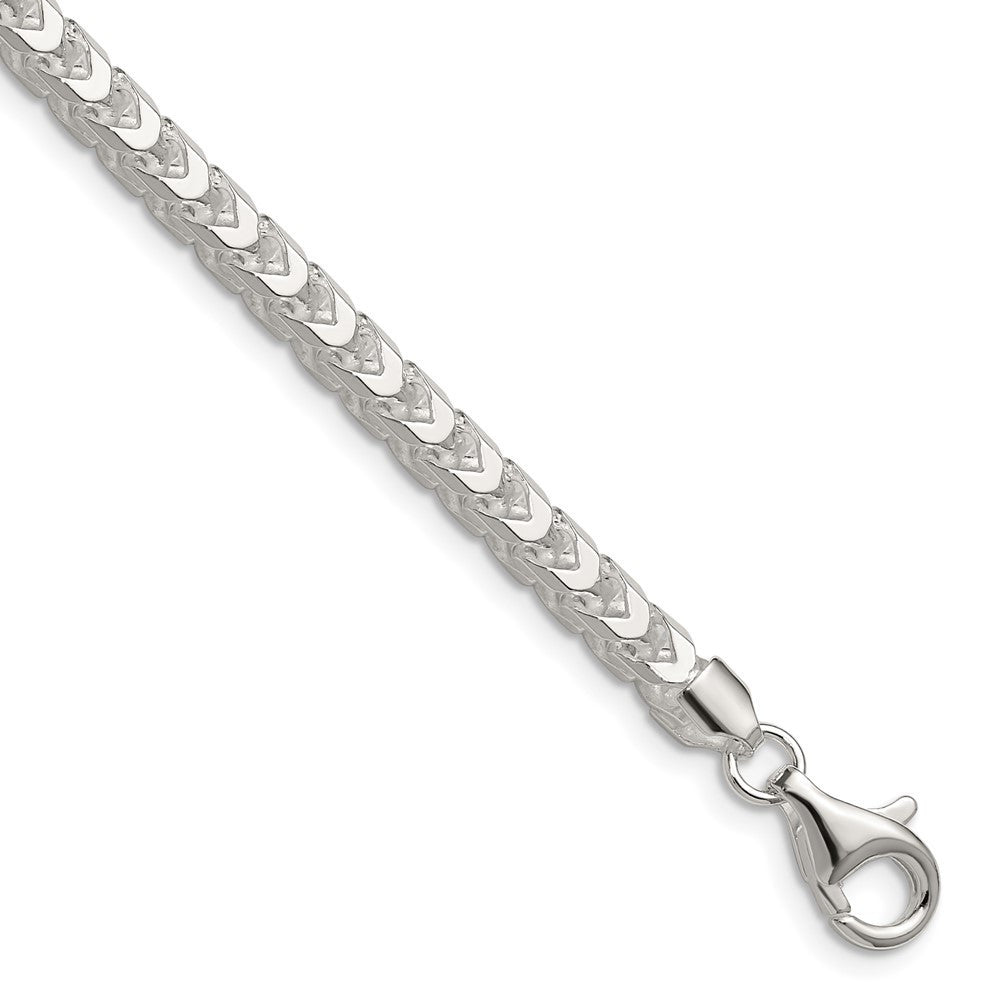 Sterling Silver 4.7mm Diamond-Cut Square Franco Chain Necklace 30"