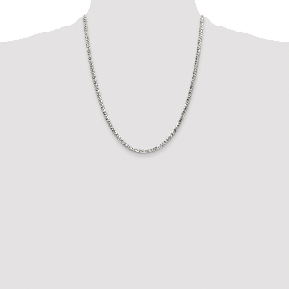 Sterling Silver 3.1mm Diamond-Cut Square Franco Chain Necklace 22"