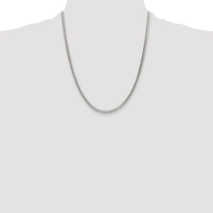 Sterling Silver 3.1mm Diamond-Cut Square Franco Chain Necklace 22"