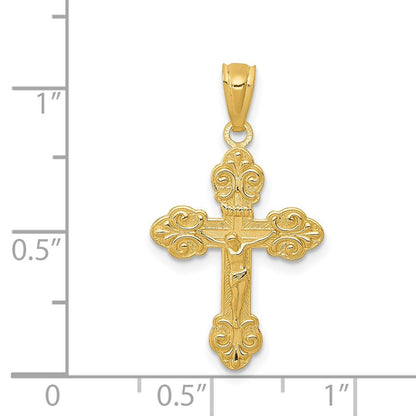 14k Yellow Gold Gold Polished INRI Small Crucifix Pendant