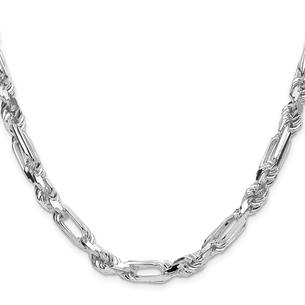 Sterling Silver 7mm Diamond-Cut Figarope Chain Necklace 24"