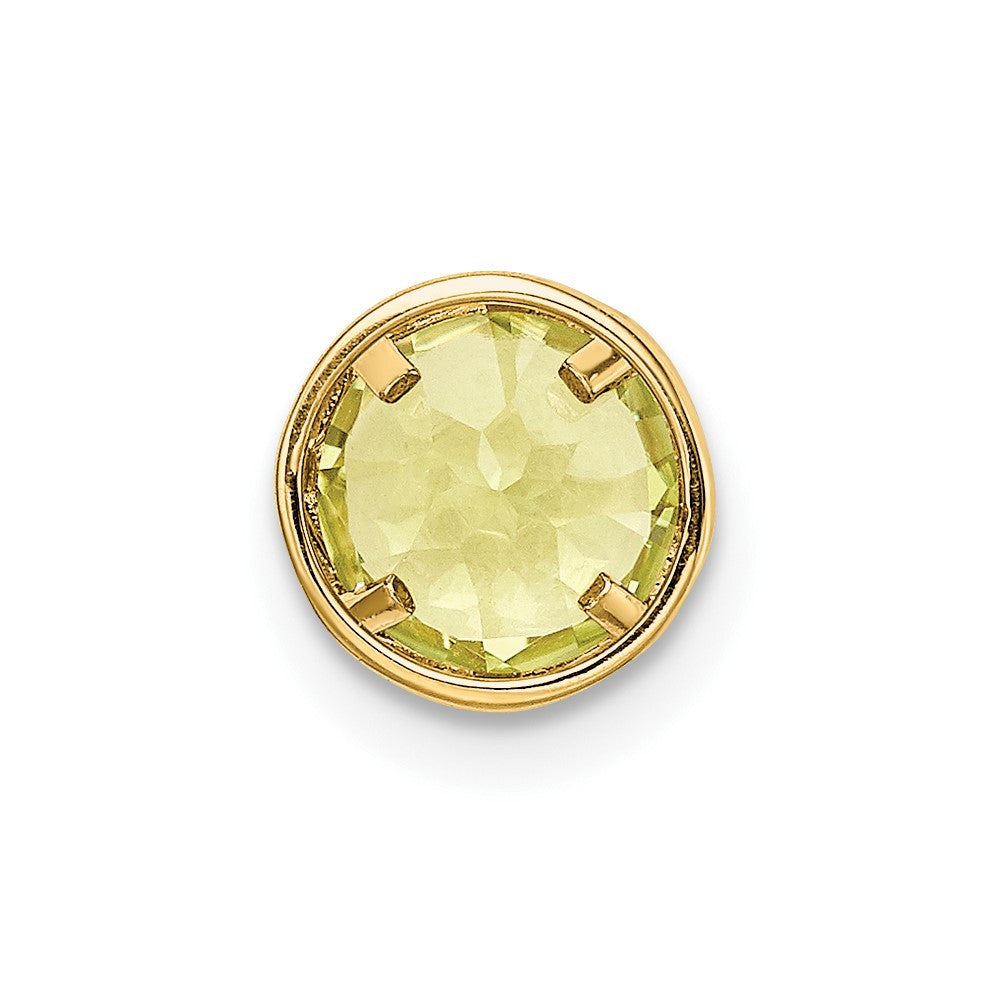14k Yellow Gold 6mm Peridot bezel pendant