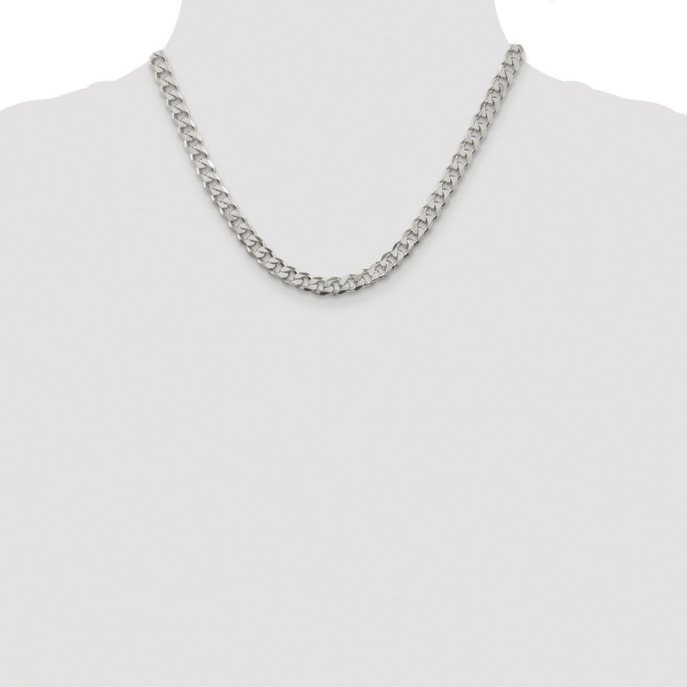Sterling Silver Rhodium-plated 7mm Pav� Curb Chain Necklace 18"