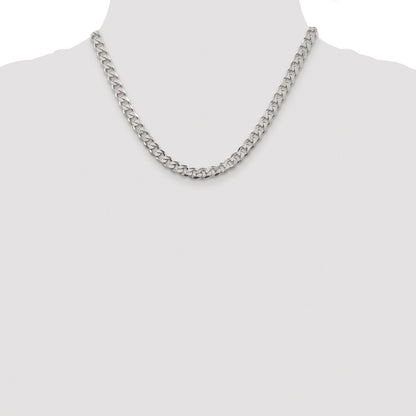 Sterling Silver Rhodium-plated 7mm Pav� Curb Chain Necklace 18"