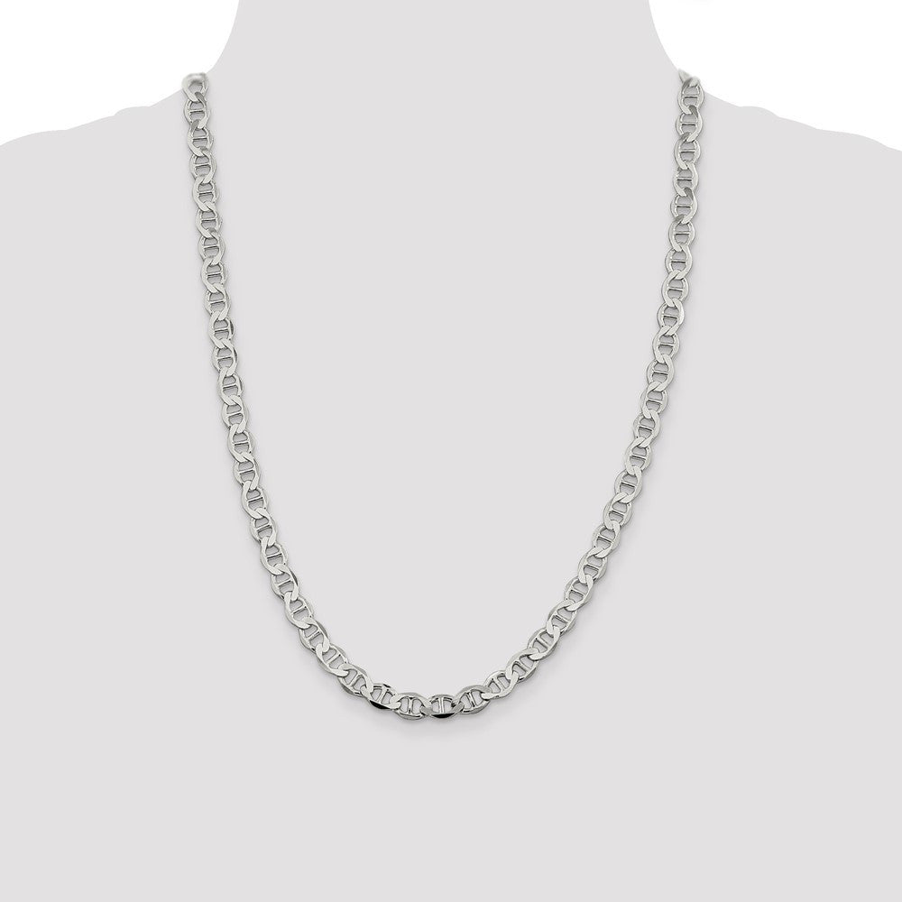 Sterling Silver 8.9mm Flat Anchor Chain Necklace 24"