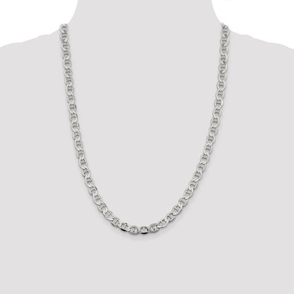 Sterling Silver 8.9mm Flat Anchor Chain Necklace 24"