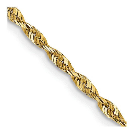 14k Yellow Gold 2mm Ultra Diamond-cut Rope Chain Necklace 20"