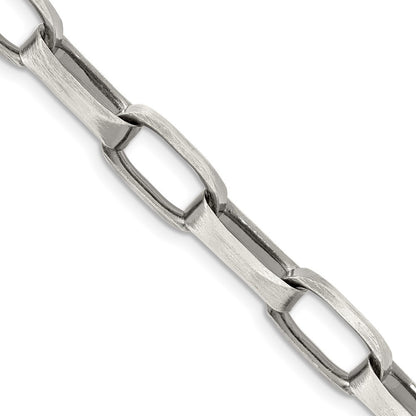 Sterling Silver Antiqued 8mm Elongated Open Link Chain Necklace 22"