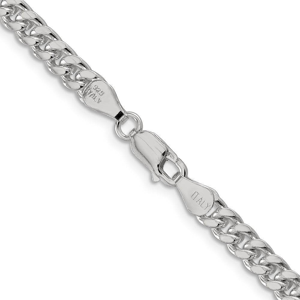 Sterling Silver 5mm Domed w/ Side Diamond-Cut Curb Chain Necklace 24"