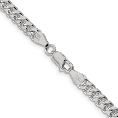 Sterling Silver 5mm Domed w/ Side Diamond-Cut Curb Chain Necklace 24"
