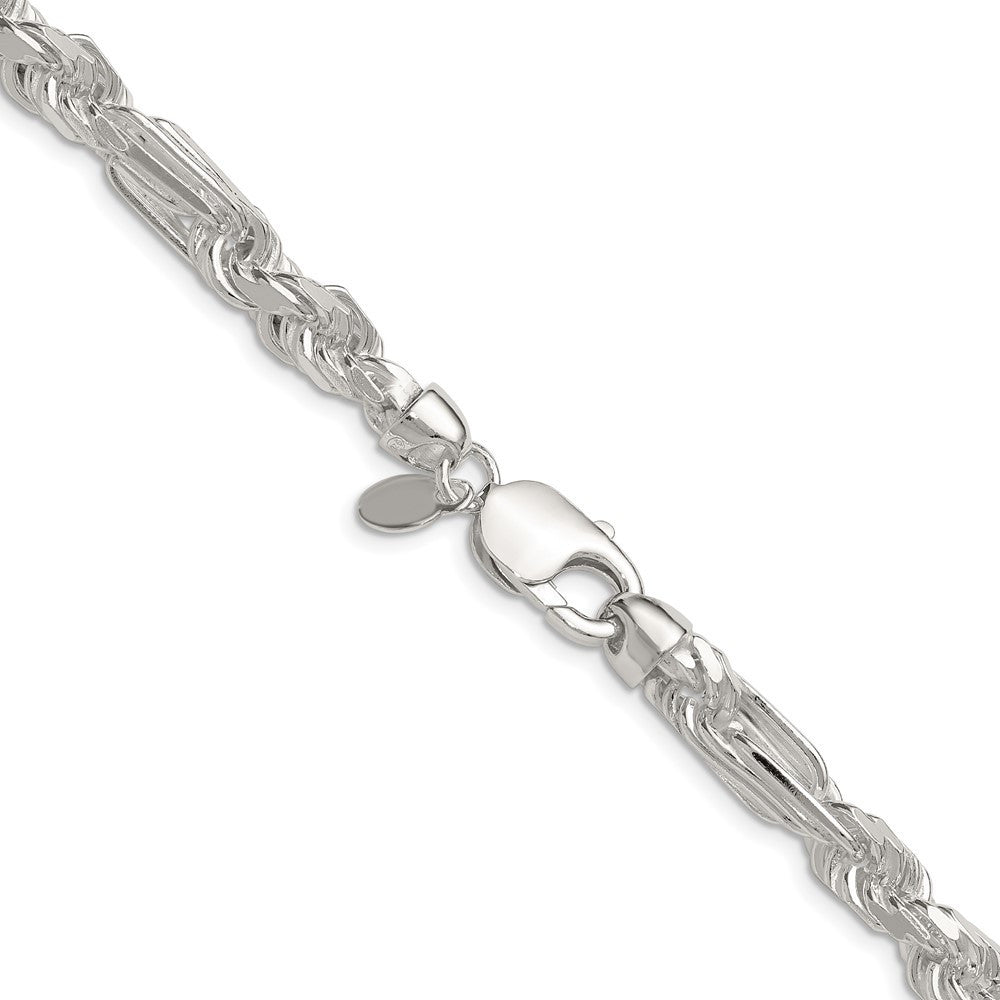 Sterling Silver 7mm Diamond-Cut Figarope Chain Necklace 24"