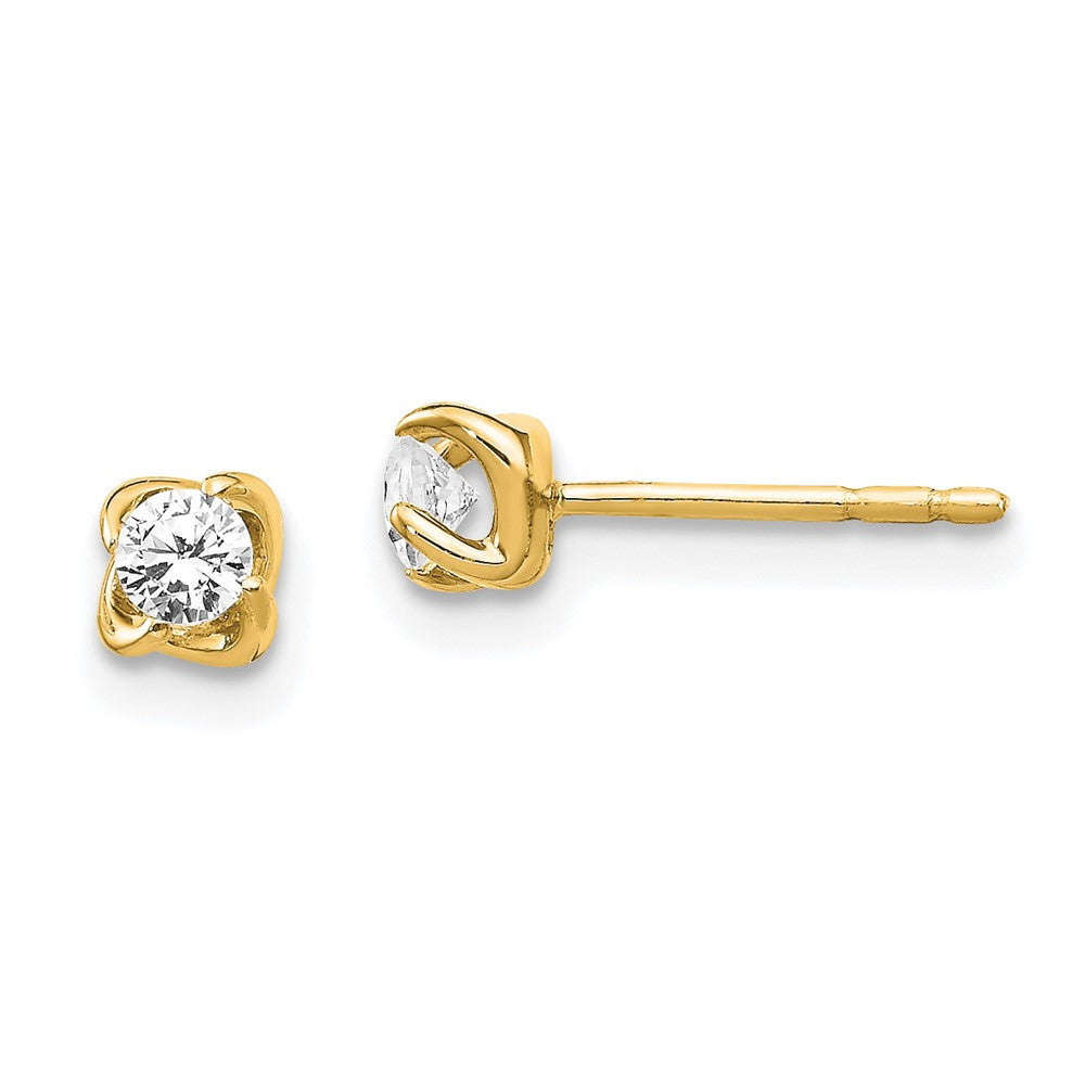 14k Yellow Gold Diamond Stud Earrings