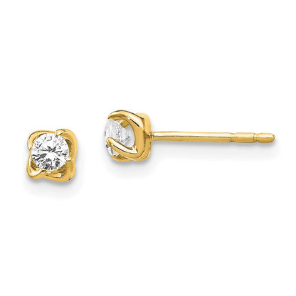 14k Yellow Gold Diamond Stud Earrings