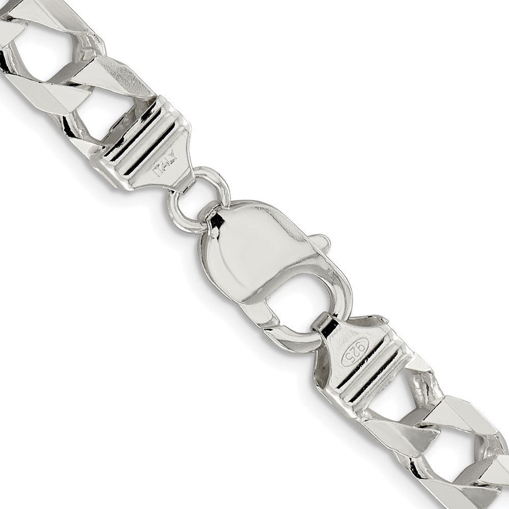 Sterling Silver Rhodium-plated Diamond-Cut Square Curb Chain Necklace 20"
