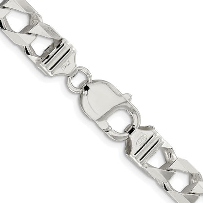Sterling Silver Rhodium-plated Diamond-Cut Square Curb Chain Necklace 20"