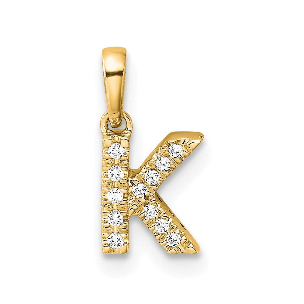 14k Yellow Gold Diamond Letter K Initial with Bail Pendant