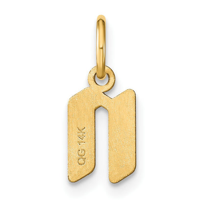 14k Yellow Gold Lowercase Letter N Initial Pendant