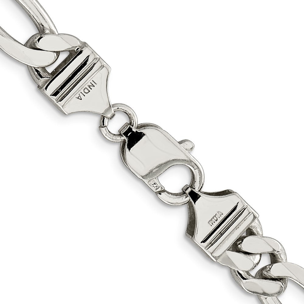 Sterling Silver 9mm Figaro Chain Necklace 30"