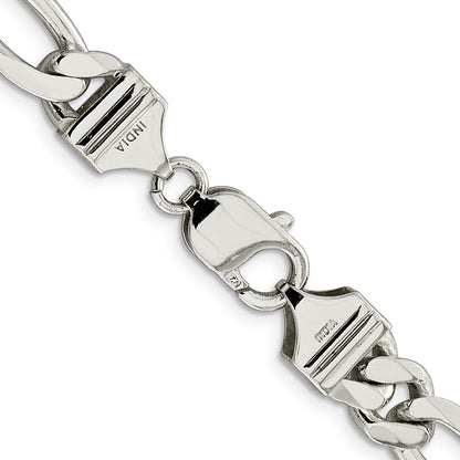 Sterling Silver 9mm Figaro Chain Necklace 30"