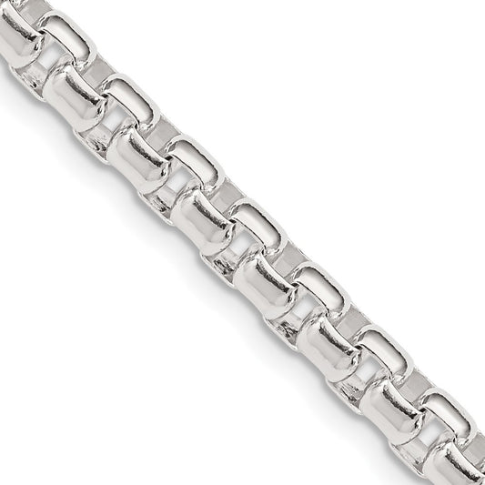 Sterling Silver 5.2mm Round Box Chain Necklace 22"