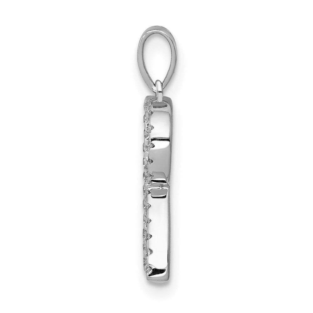 14k White Gold Diamond Letter R Initial Pendant