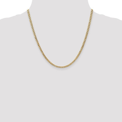 14k Yellow Gold 3.35mm Semi-Solid Curb with Lobster Clasp Chain Necklace 20"