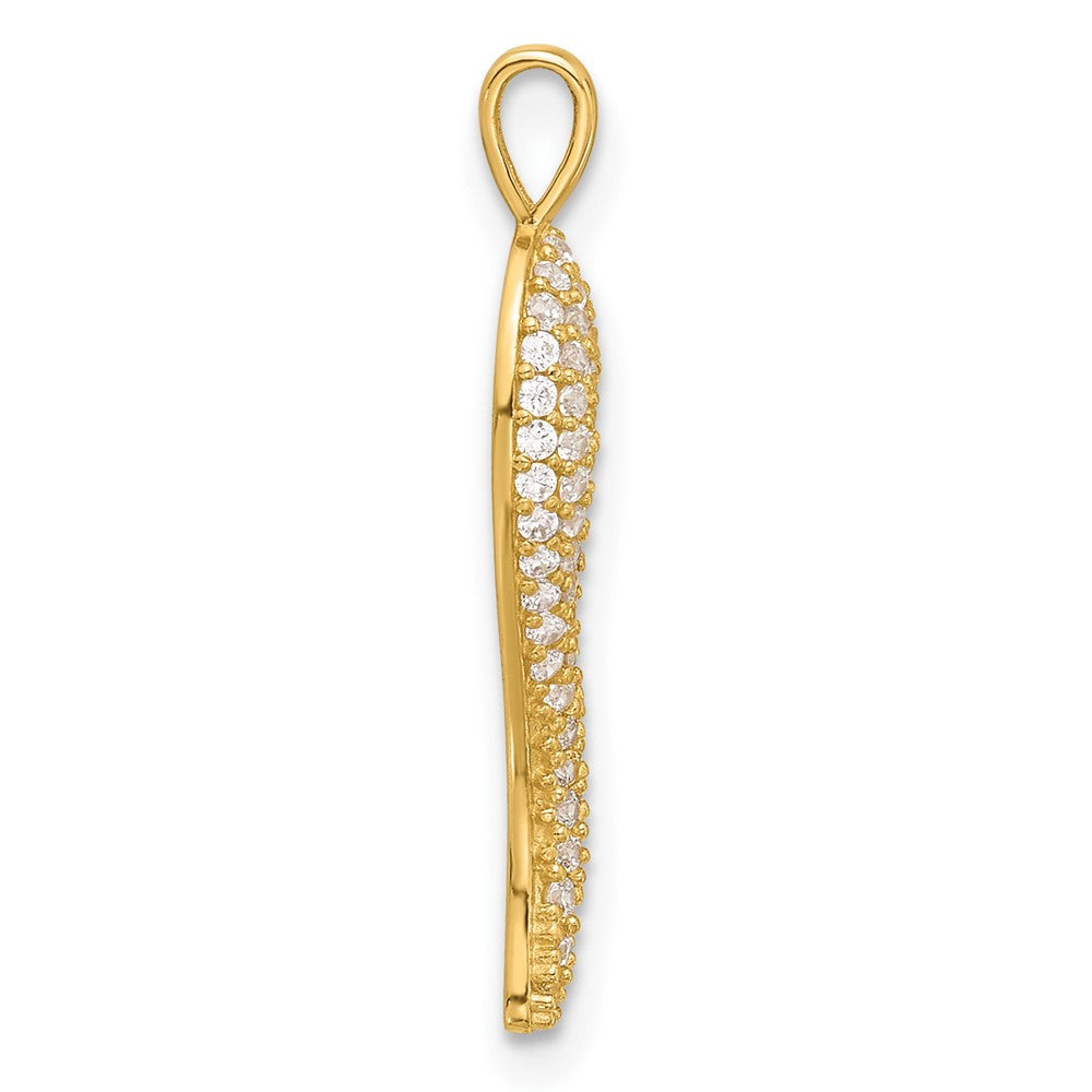 14k Yellow Gold Polished CZ Large Italian Horn Pendant